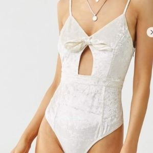 NWT white velvet cutout bodysuit